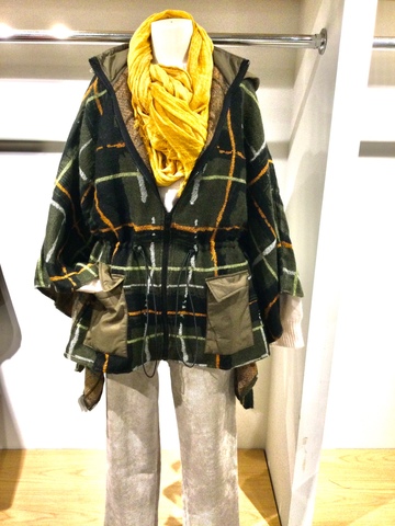 Desigual キルティングフード付きチェック柄ポンチョ｜2-3BLOCK