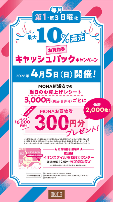 第1日曜日限定!当日のお買上げ最大10%還元キャンペーン!